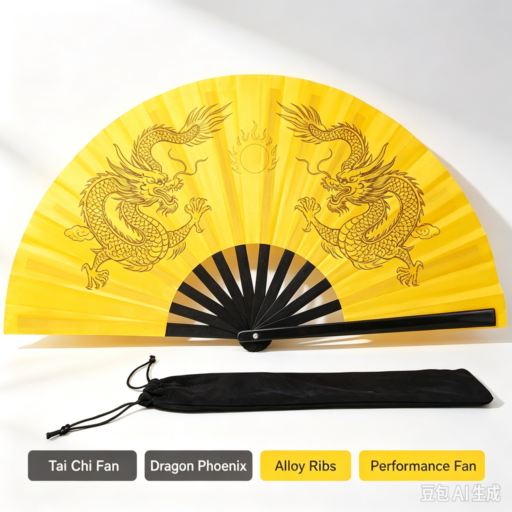 Tai Chi Fan, Chinese Dragon Phoenix Martial Arts Fan for Practice & Stage Performance