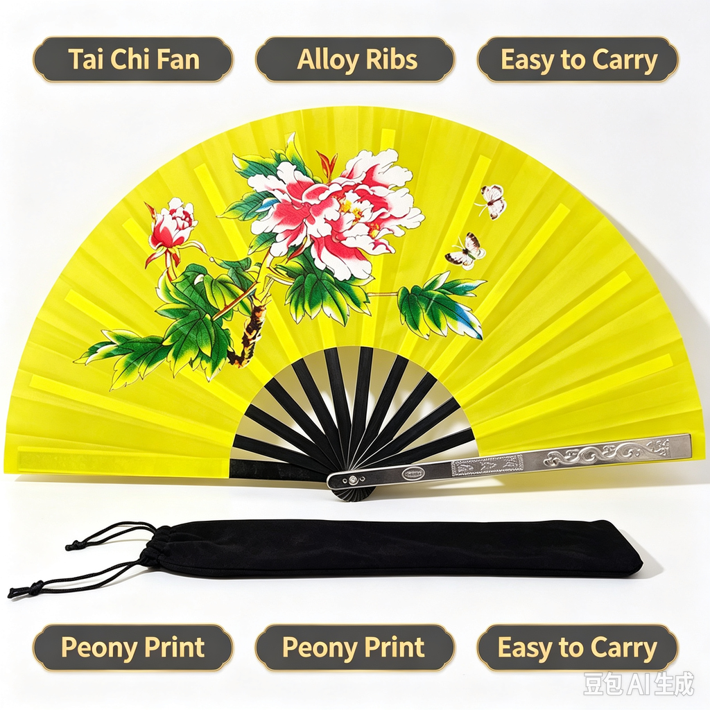 Tai Chi Fan, Chinese Dragon Phoenix Martial Arts Fan for Practice & Stage Performance